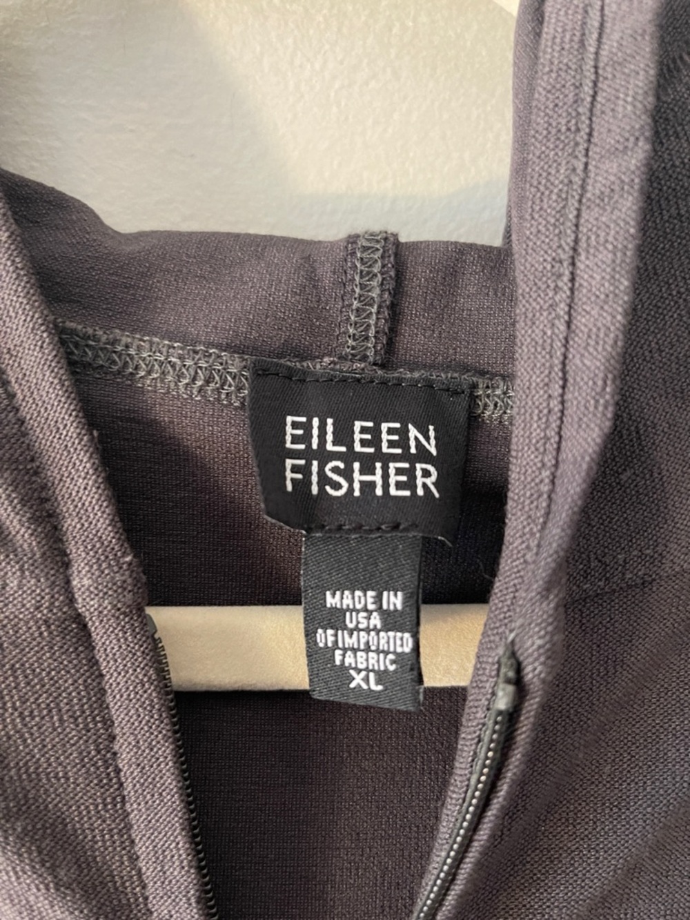 Eileen Fisher Zip Hooded Jacket XL Charcoal Stretch Viscose Long Cardigan NWOT - Picture 3 of 6